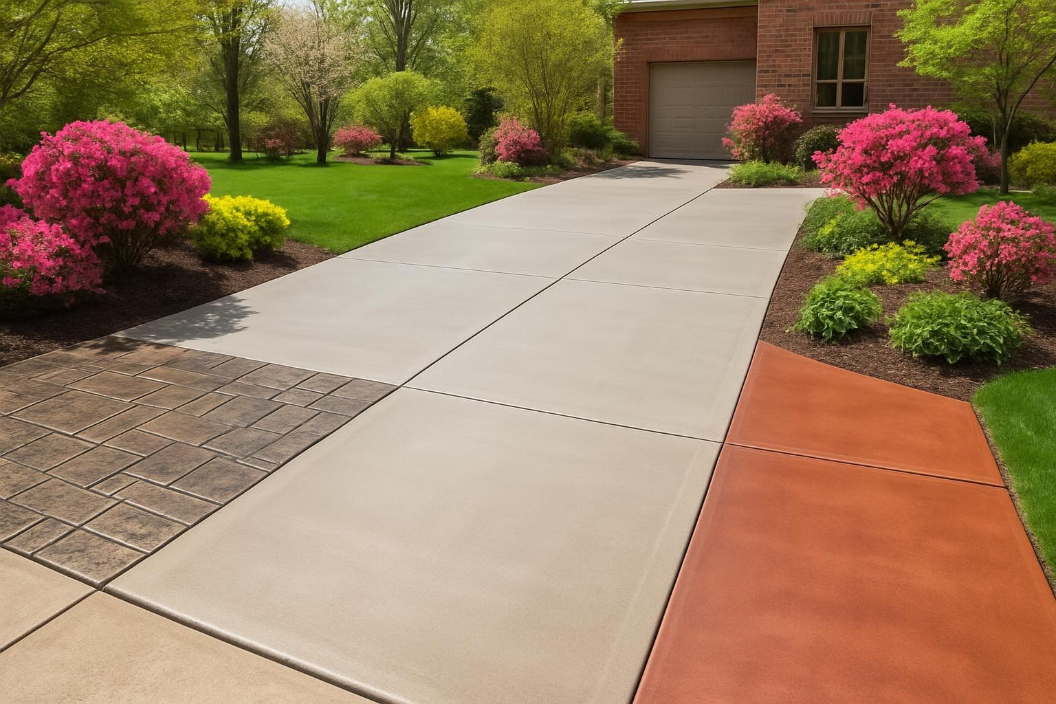 Finished stamped concrete pattern by Conrad General Contracting