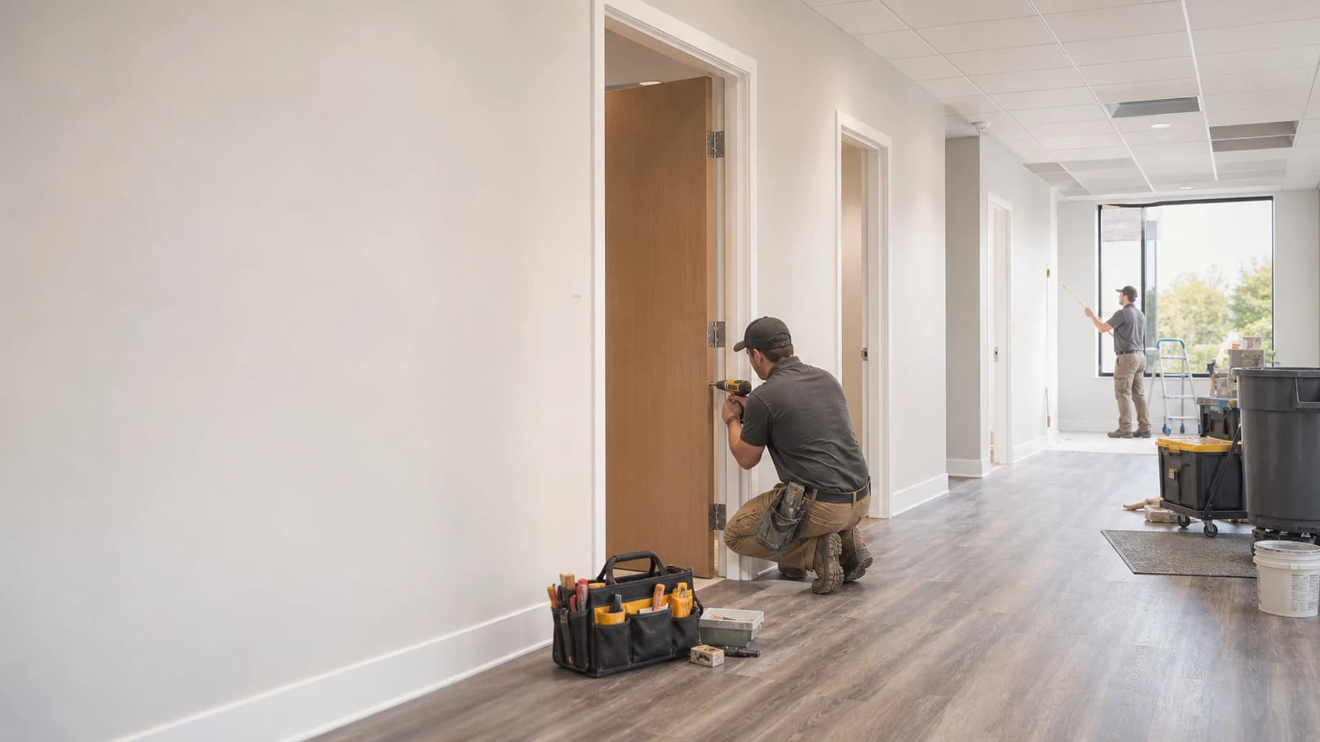 Commercial property management support with tenant turnover, maintenance, repairs, and readiness work.