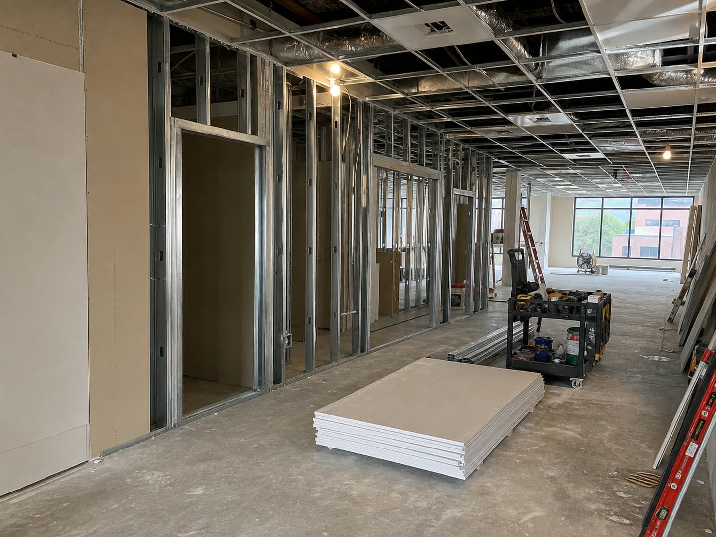Commercial tenant improvement framing and build-out work
