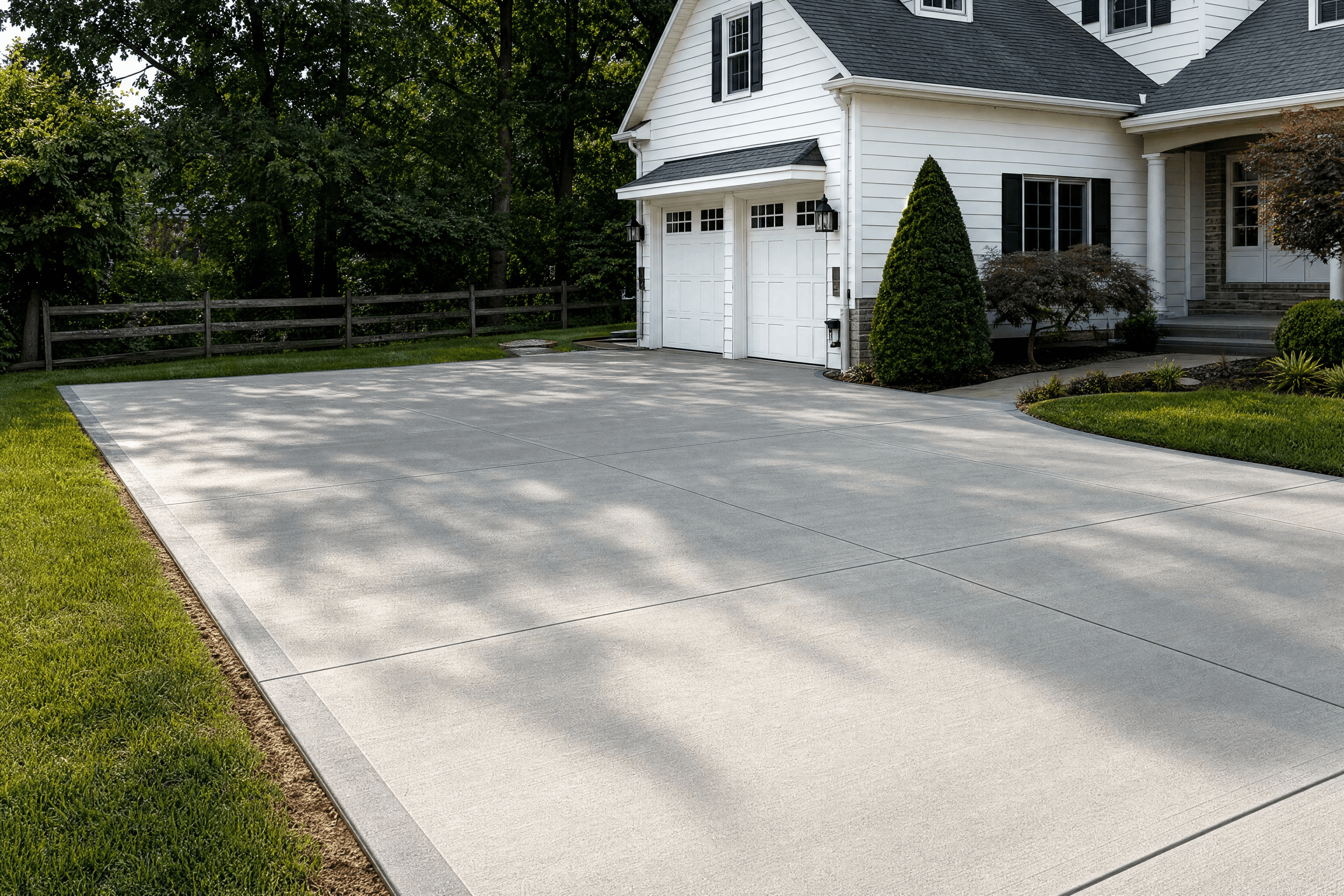 Finished concrete driveway