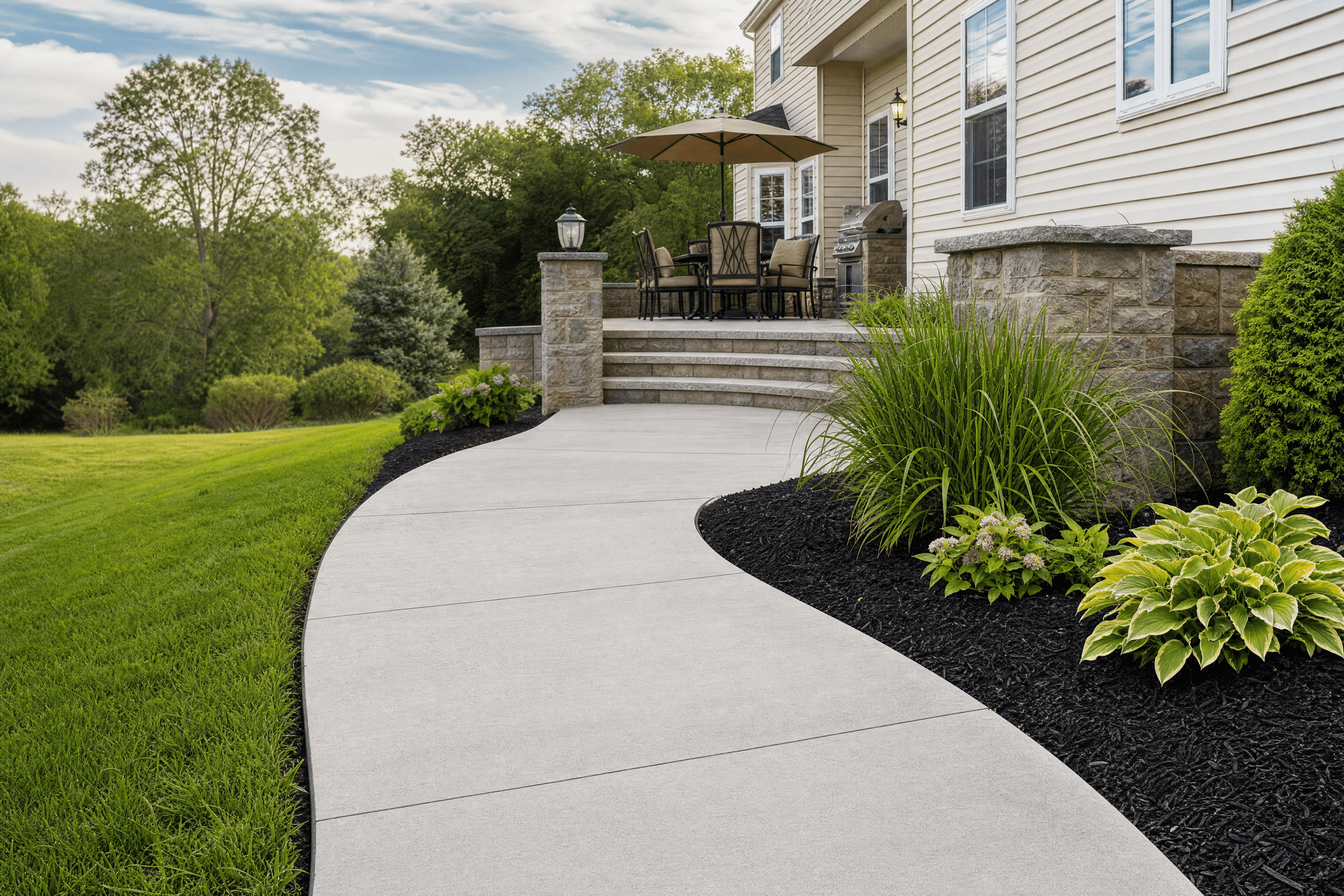 Concrete patio and walkway